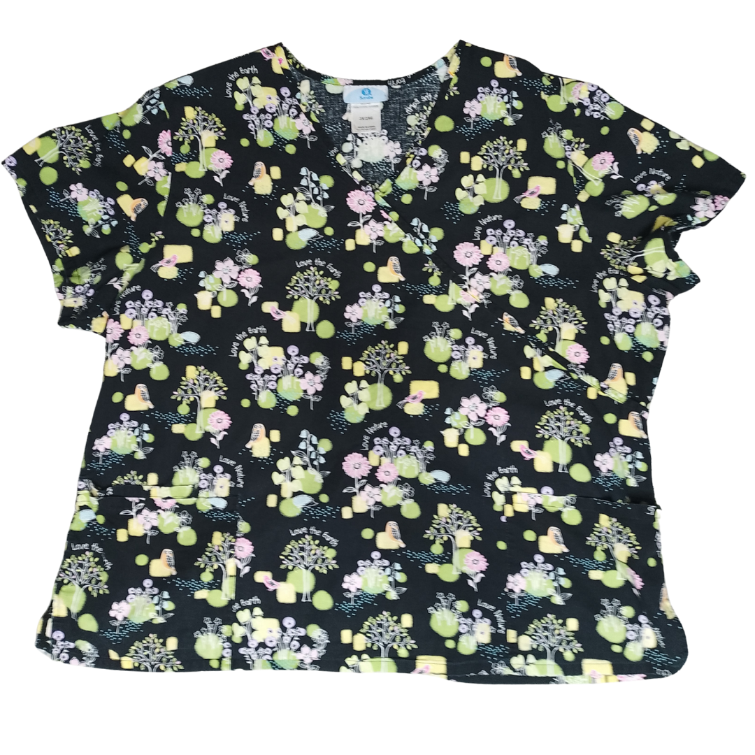 FILIPINA ESTAMPADO FLORES NEGRO CON VERDE A4F2XL